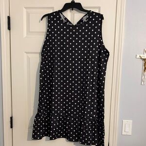Black Polka Dot Ruffle-Hem Sleeveless Dress